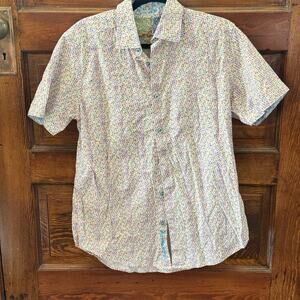 Robert Graham Short Sleeve Shirt Classic Fit Size Small Multicolor Mosaic Print